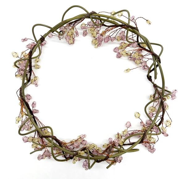 PartyLite Dew Drop Ring 8.5" Lavender Green Beaded Candle Holder Wall Decor - Picture 2 of 5